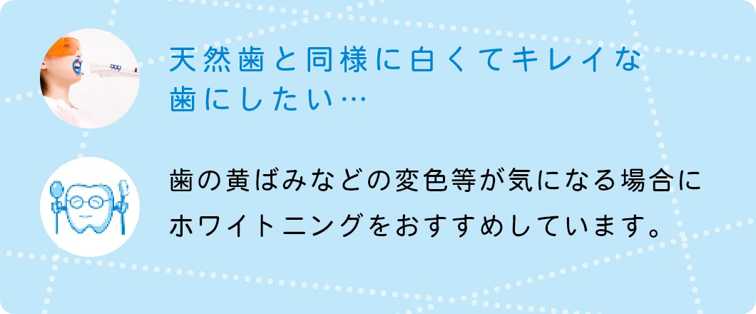 天然歯と同様に白くてキレイな歯にしたい…
