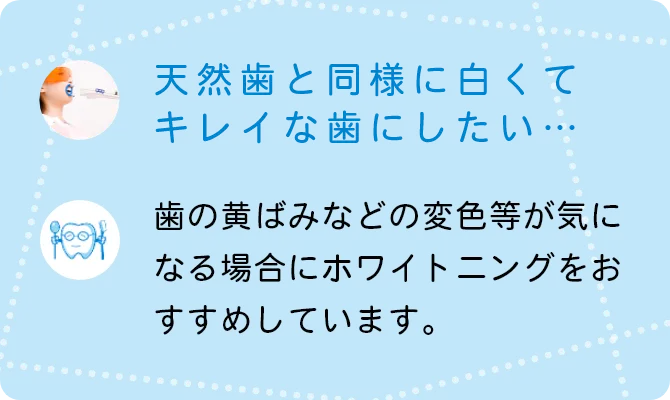 天然歯と同様に白くてキレイな歯にしたい…